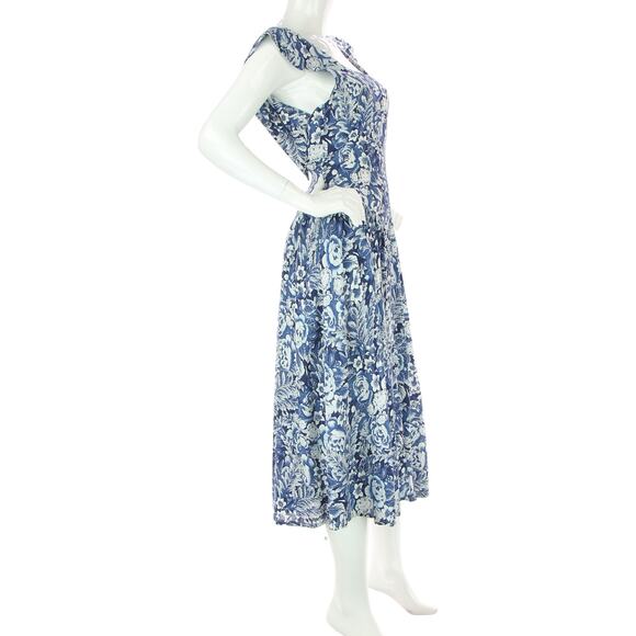 80s 90s Vintage Linea Moda Floral Flower Print Petite Deadstock Dress NWT - Picture 3 of 6
